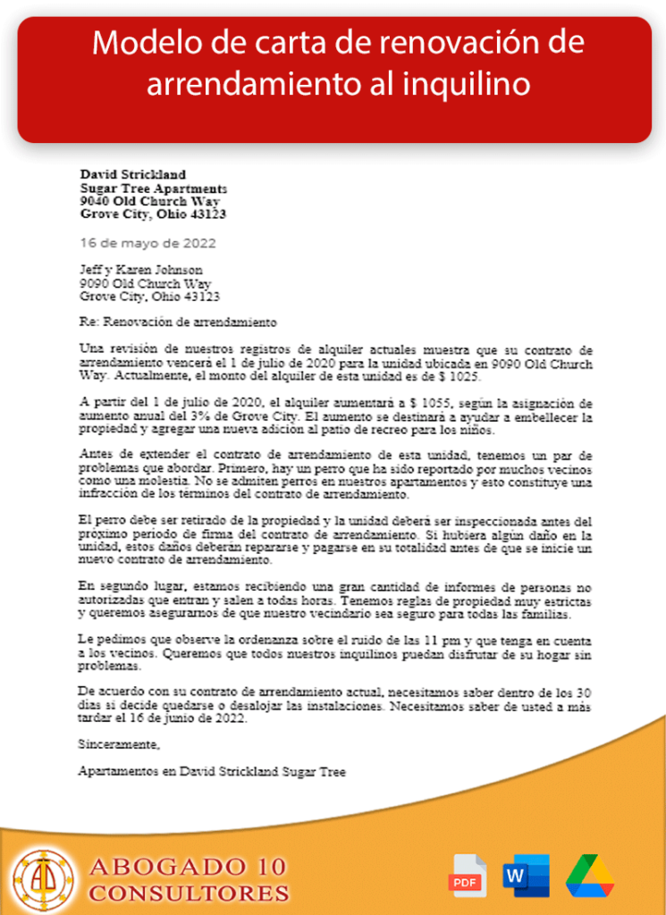 Redacción De Una Carta De Renovación De Contrato De Arrendamiento Formato De Ejemplo 0287